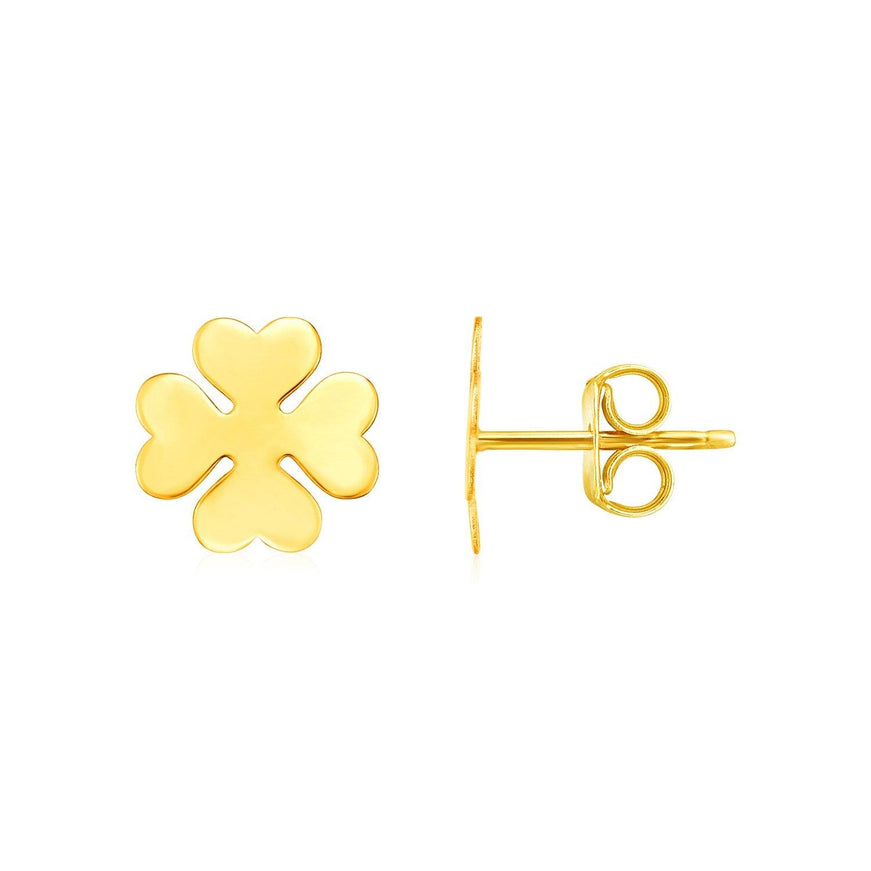 14K Yellow Gold Four Leaf Clover Earrings - Ellie Belle