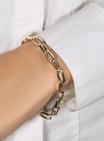 14k Yellow Gold French Cable Link Bracelet (6mm) - Ellie Belle