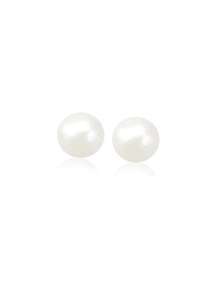 14k Yellow Gold Freshwater Cultured White Pearl Stud Earrings (4.0 mm) - Ellie Belle