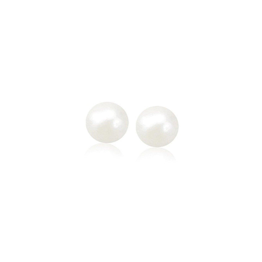 14k Yellow Gold Freshwater Cultured White Pearl Stud Earrings (4.0 mm) - Ellie Belle