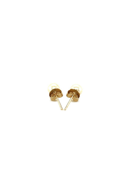 14k Yellow Gold Freshwater Cultured White Pearl Stud Earrings (4.0 mm) - Ellie Belle