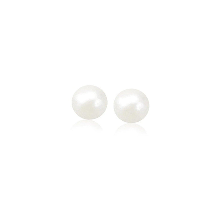 14k Yellow Gold Freshwater Cultured White Pearl Stud Earrings (5.0 mm) - Ellie Belle