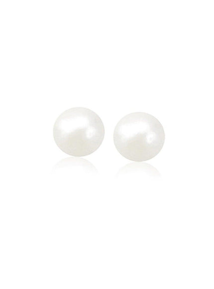 14k Yellow Gold Freshwater Cultured White Pearl Stud Earrings (6.0 mm) - Ellie Belle