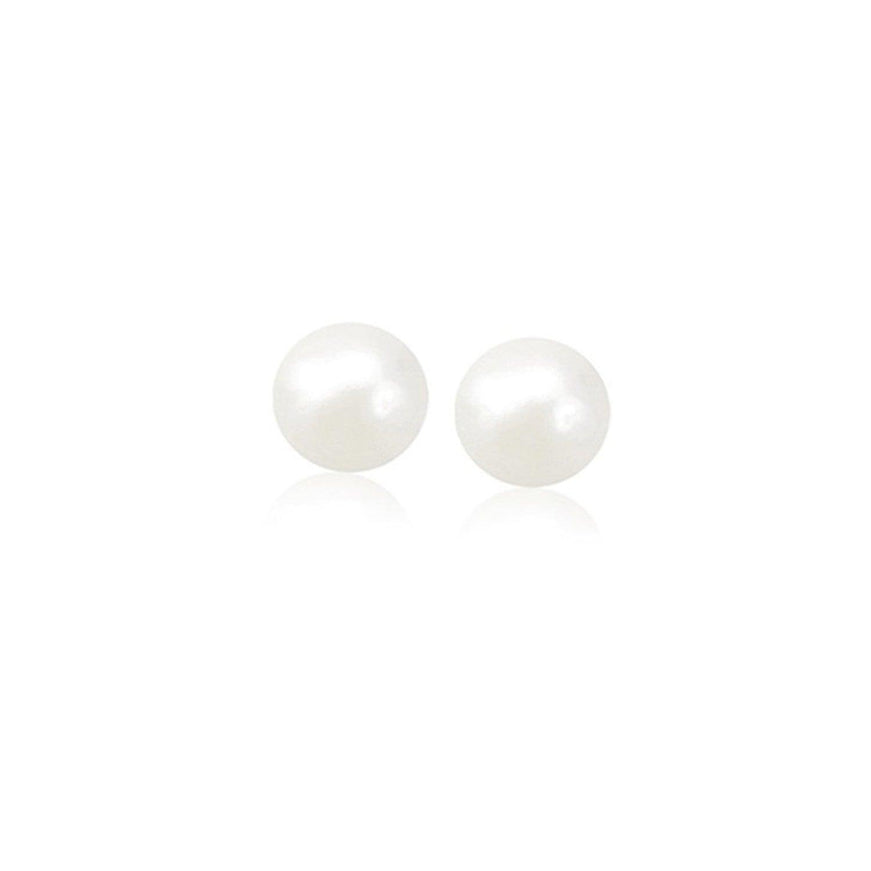 14k Yellow Gold Freshwater Cultured White Pearl Stud Earrings (6.0 mm) - Ellie Belle