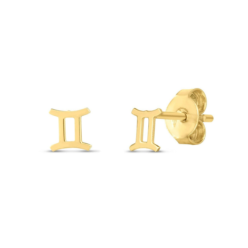 14K Yellow Gold Gemini Stud Earrings - Ellie Belle