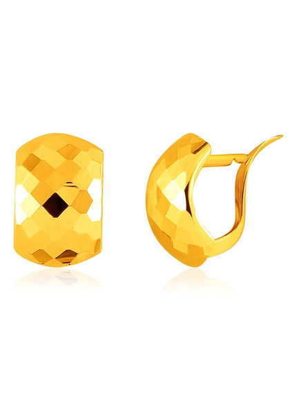 14k Yellow Gold Geometric Texture Earrings - Ellie Belle