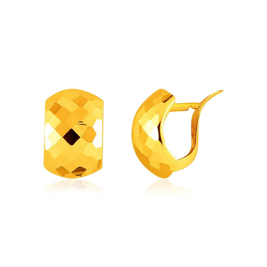 14k Yellow Gold Geometric Texture Earrings - Ellie Belle