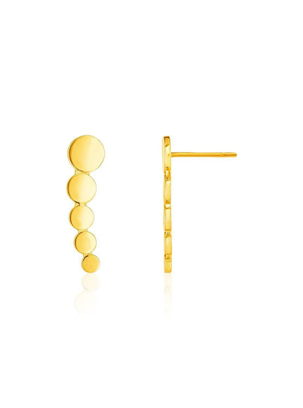 14k Yellow Gold Graduated Circles Climber Post Earrings - Ellie Belle