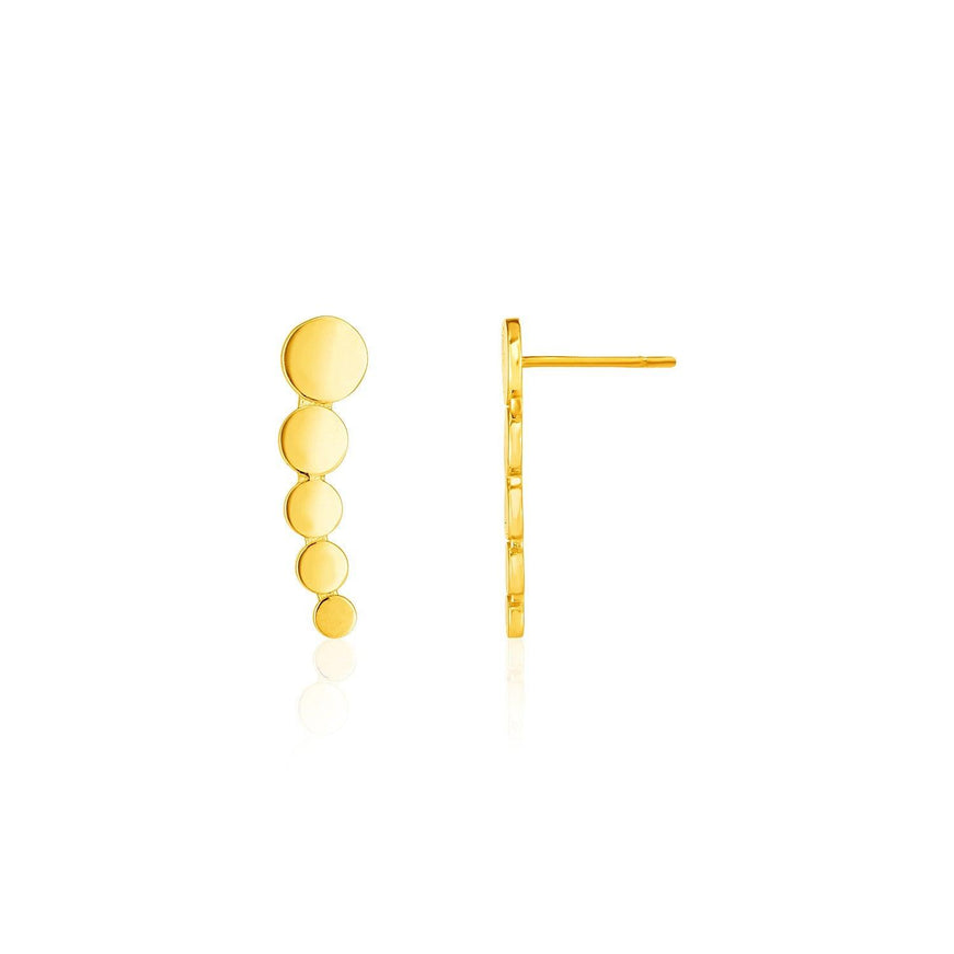 14k Yellow Gold Graduated Circles Climber Post Earrings - Ellie Belle