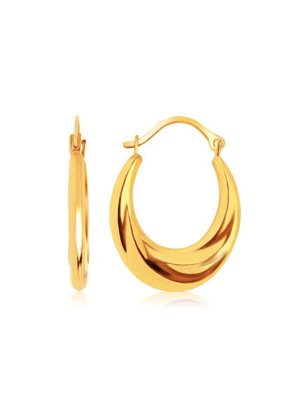 14k Yellow Gold Graduated Oval Hoop Earrings - Ellie Belle