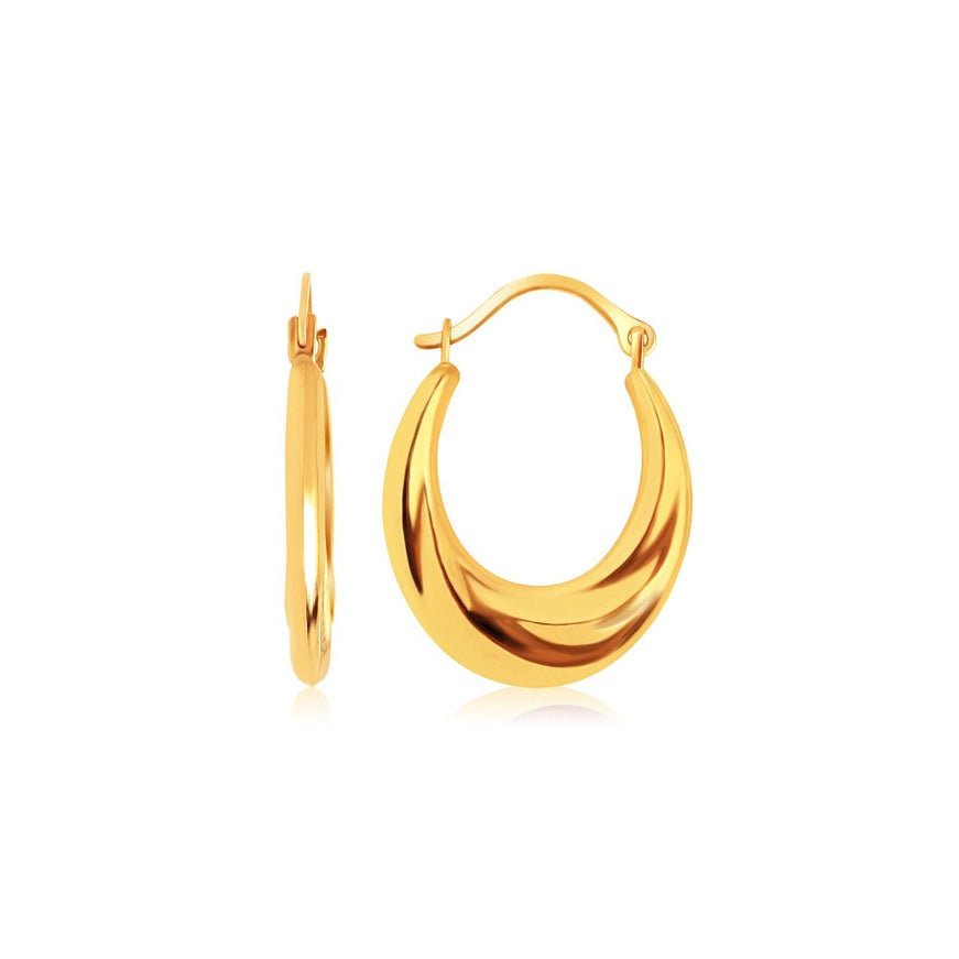 14k Yellow Gold Graduated Oval Hoop Earrings - Ellie Belle