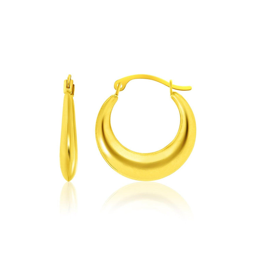 14k Yellow Gold Graduated Round Shape Hoop Earrings - Ellie Belle