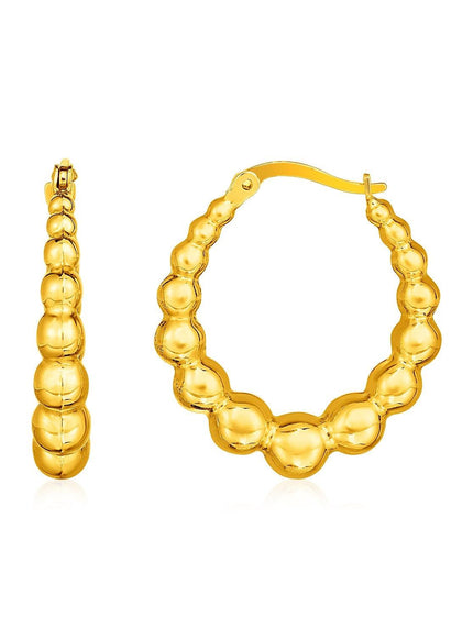 14k Yellow Gold Graduated Sphere Hoop Earrings - Ellie Belle