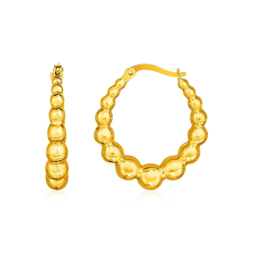 14k Yellow Gold Graduated Sphere Hoop Earrings - Ellie Belle