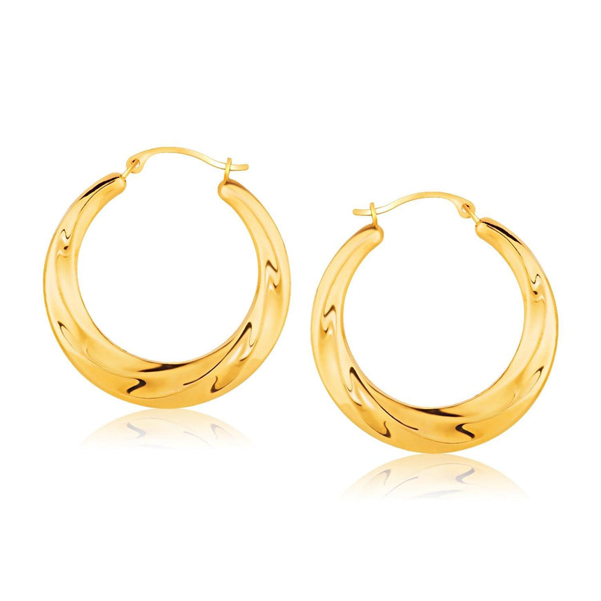 14k Yellow Gold Graduated Textured Hoop Earrings (1 inch Diameter) - Ellie Belle