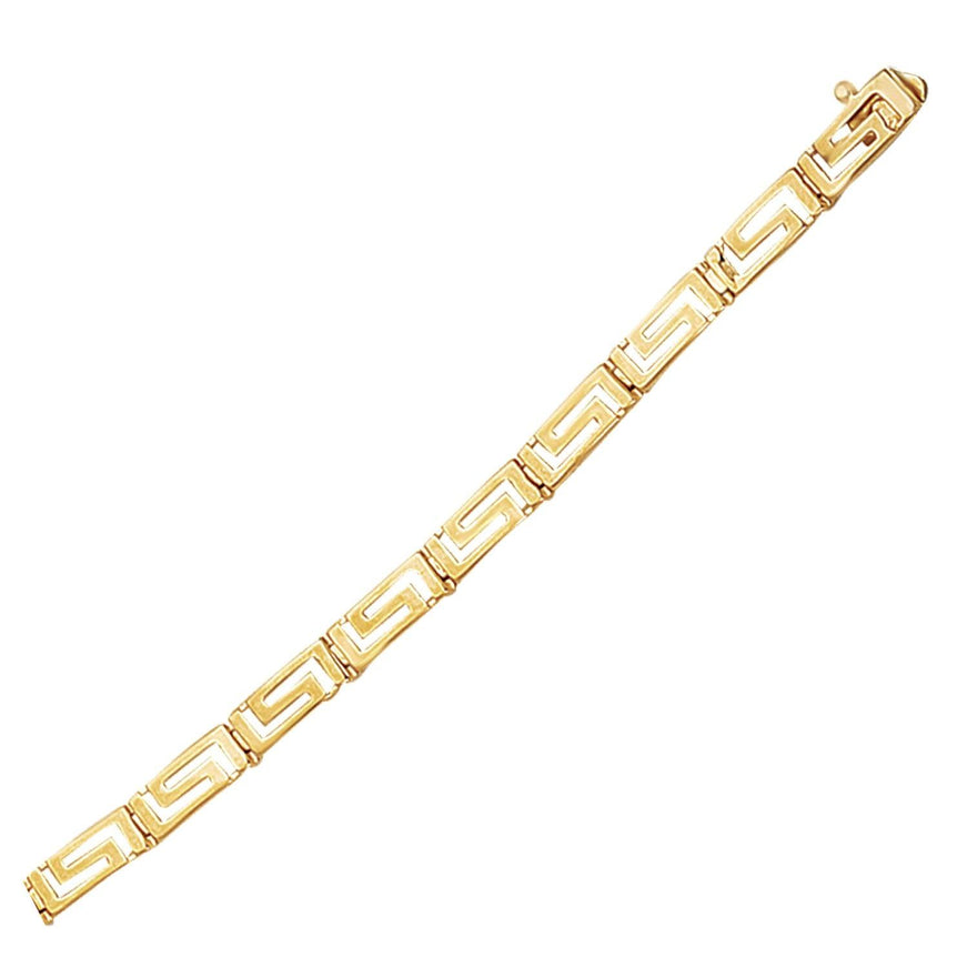 14k Yellow Gold Greek Fret Design Fancy Bracelet - Ellie Belle