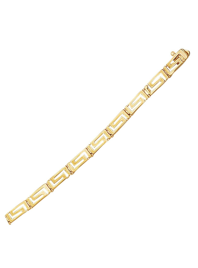 14k Yellow Gold Greek Fret Design Fancy Bracelet - Ellie Belle