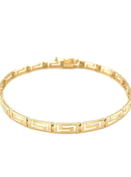 14k Yellow Gold Greek Fret Design Fancy Bracelet - Ellie Belle