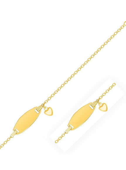 14k Yellow Gold Heart Accented Children's Cable Chain ID Bracelet - Ellie Belle