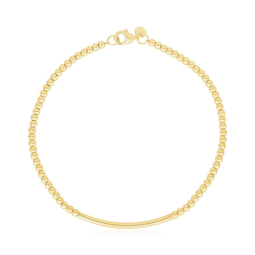 14k Yellow Gold High Polish Bead Bar Bracelet - Ellie Belle