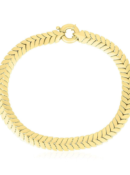 14k Yellow Gold High Polish Chevron Link Bracelet (6mm) - Ellie Belle