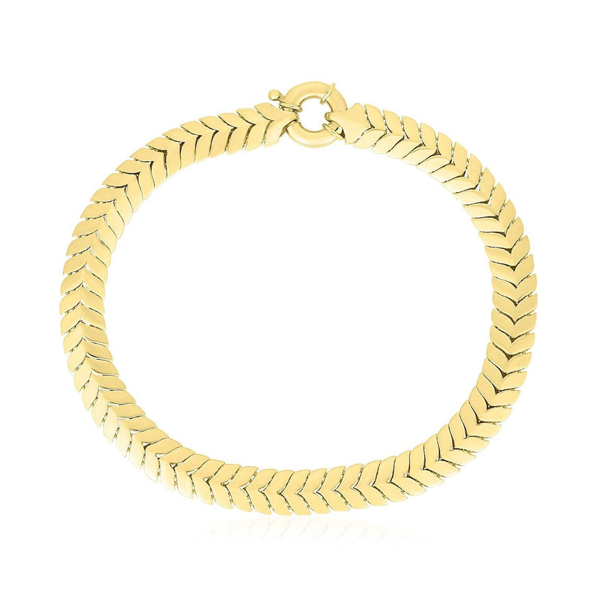 14k Yellow Gold High Polish Chevron Link Bracelet (6mm) - Ellie Belle