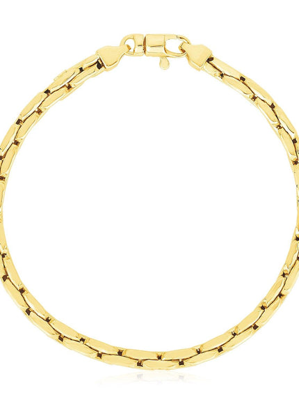 14k Yellow Gold High Polish Compressed Cable Link Bracelet - Ellie Belle