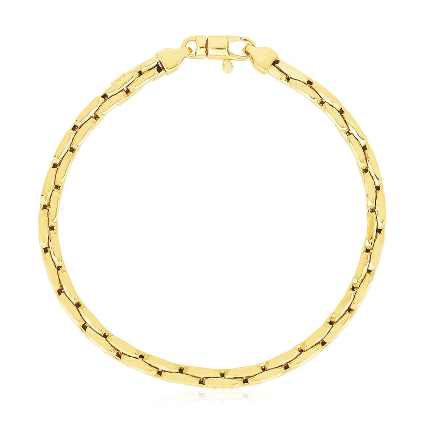 14k Yellow Gold High Polish Compressed Cable Link Bracelet - Ellie Belle