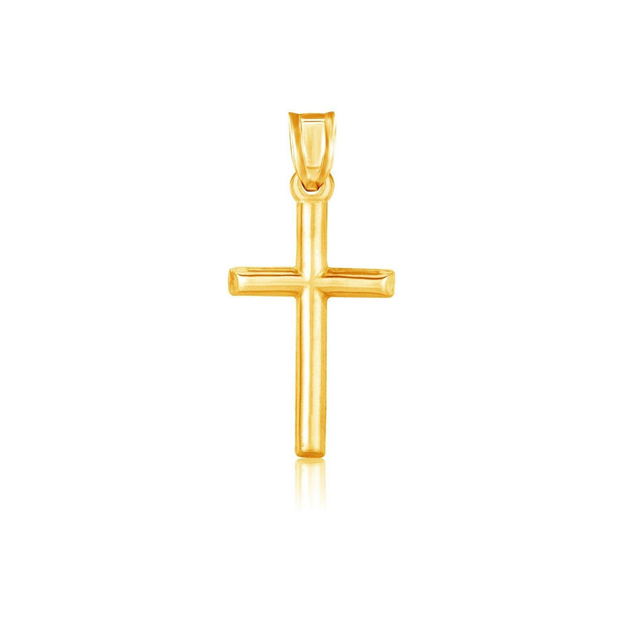 14k Yellow Gold High Polish Cross Pendant - Ellie Belle