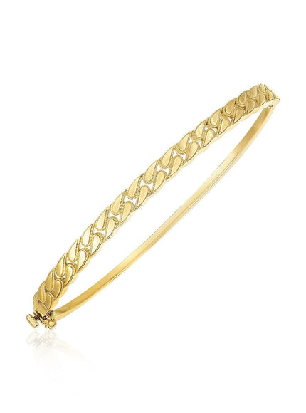 14k Yellow Gold High Polish Cuban Chain Link Bangle (4.6mm) - Ellie Belle