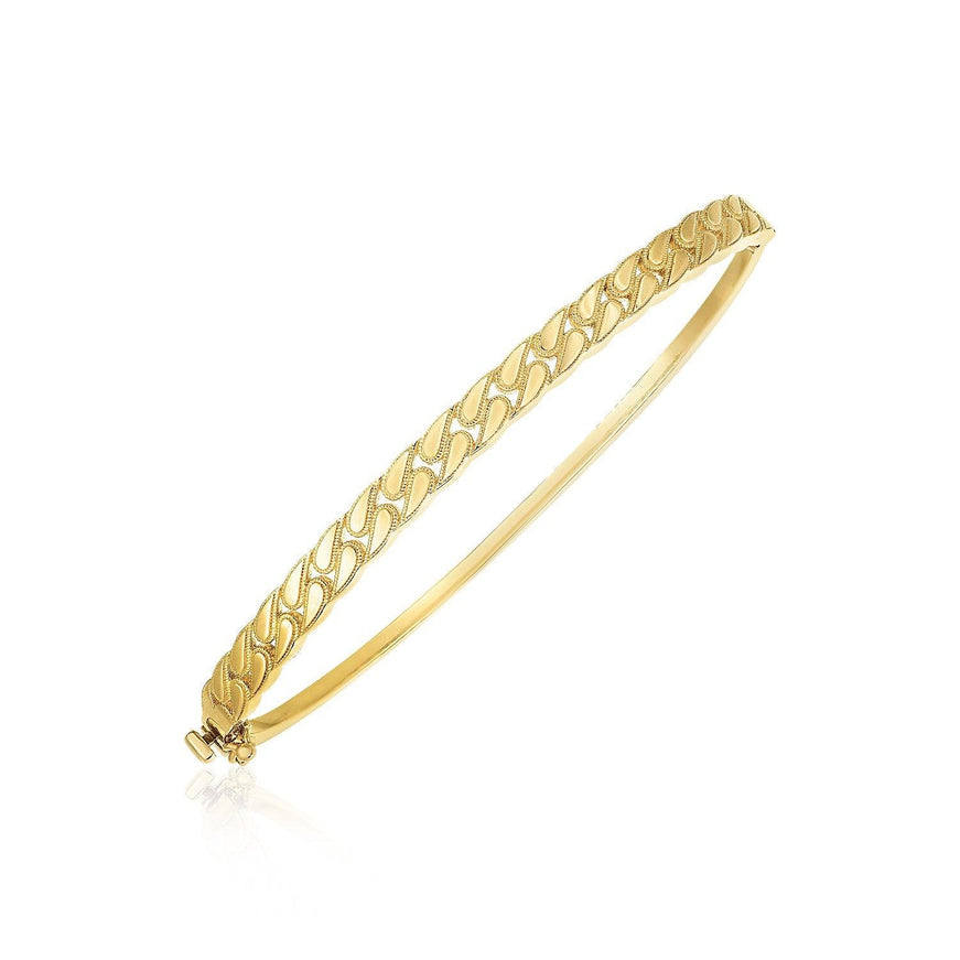 14k Yellow Gold High Polish Cuban Chain Link Bangle (4.6mm) - Ellie Belle