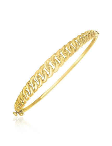 14k Yellow Gold High Polish Curb Chain Link Bangle (8.4 mm) - Ellie Belle