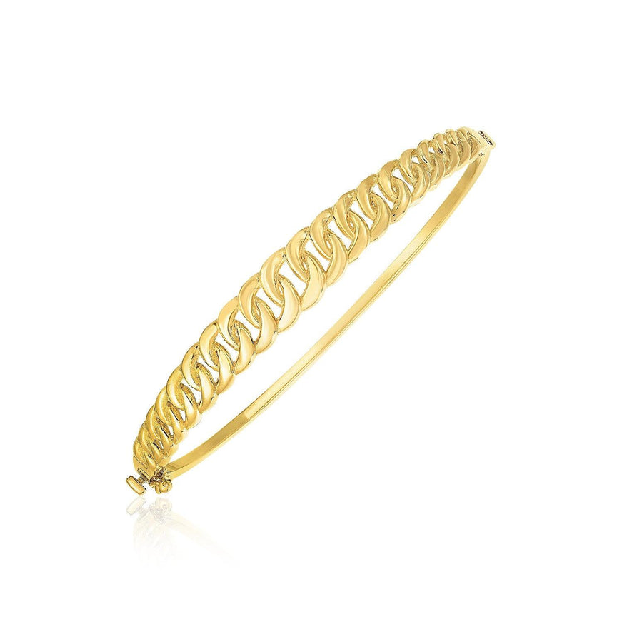 14k Yellow Gold High Polish Curb Chain Link Bangle (8.4 mm) - Ellie Belle