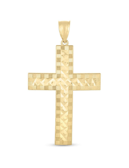 14k Yellow Gold High Polish Diamond Cut Cross Pendant - Ellie Belle