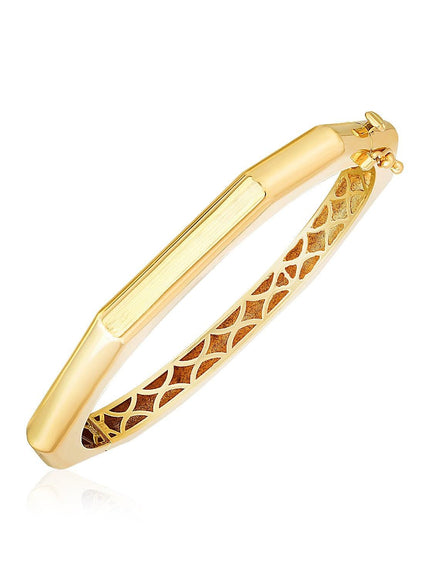 14k Yellow Gold High Polish Geometric Bangle (6.1 mm) - Ellie Belle