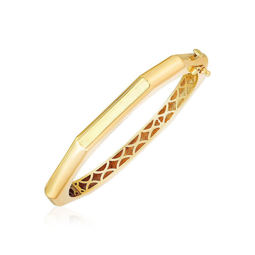 14k Yellow Gold High Polish Geometric Bangle (6.1 mm) - Ellie Belle