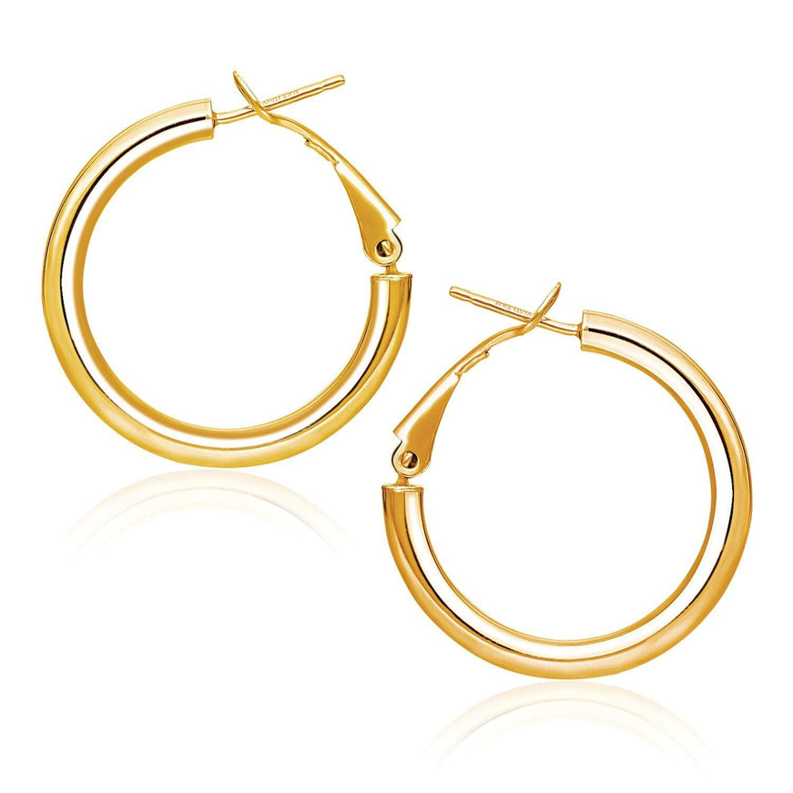 14k Yellow Gold High Polish Hoop Earrings (0.78 inch Diameter) - Ellie Belle