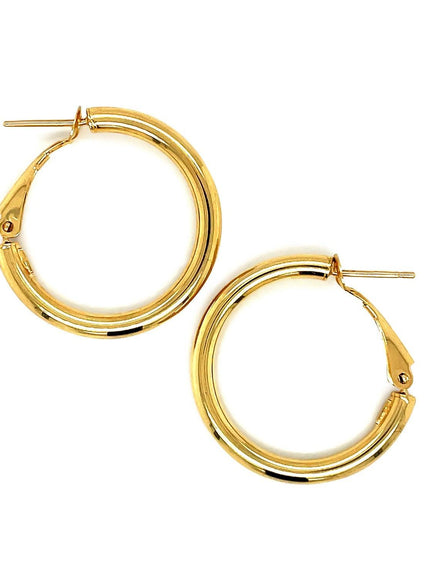 14k Yellow Gold High Polish Hoop Earrings (0.78 inch Diameter) - Ellie Belle