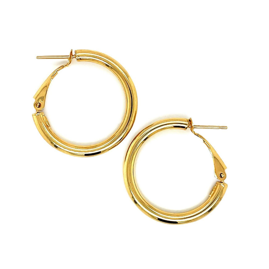 14k Yellow Gold High Polish Hoop Earrings (0.78 inch Diameter) - Ellie Belle