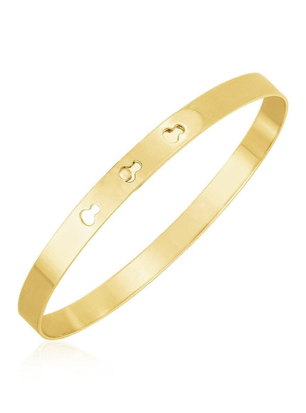 14k Yellow Gold High Polish Keyhole Clasp Bangle (6mm) - Ellie Belle