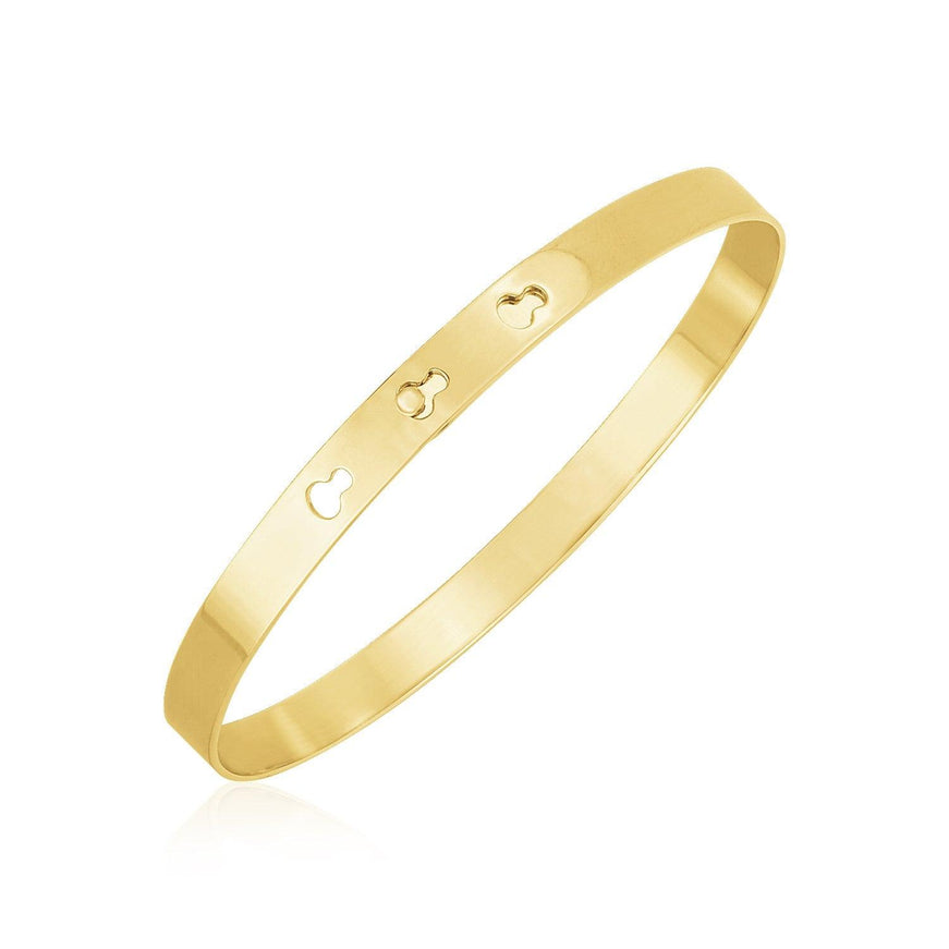 14k Yellow Gold High Polish Keyhole Clasp Bangle (6mm) - Ellie Belle