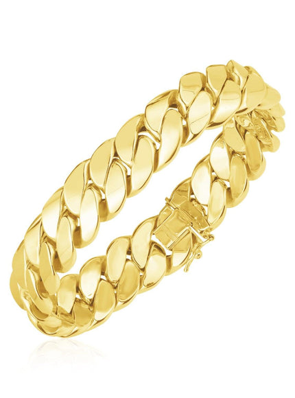 14k Yellow Gold High Polish LA Cubana Link Bracelet - Ellie Belle
