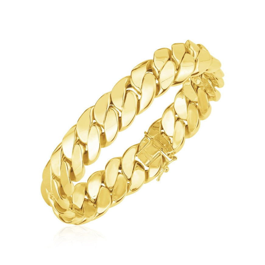 14k Yellow Gold High Polish LA Cubana Link Bracelet - Ellie Belle