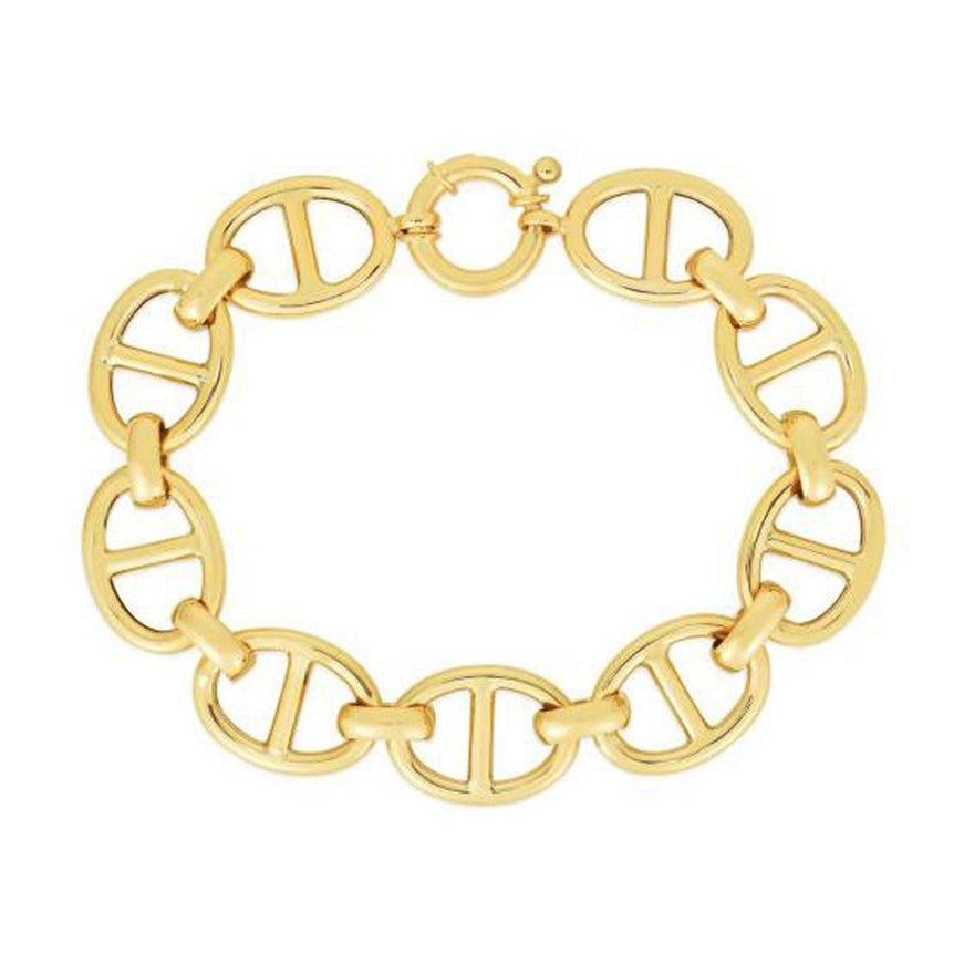 14k Yellow Gold High Polish Mariner Link Bracelet (13.0mm) - Ellie Belle