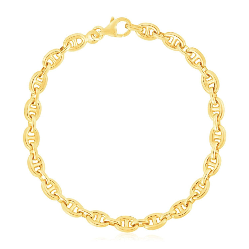 14k Yellow Gold High Polish Mariner Link Bracelet (5.4mm) - Ellie Belle