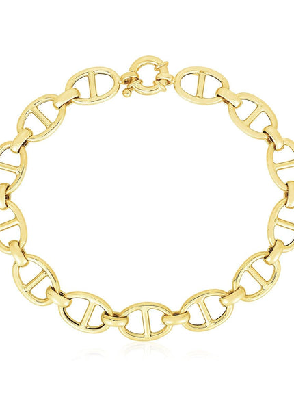 14k Yellow Gold High Polish Mariner Link Bracelet (8.8mm) - Ellie Belle