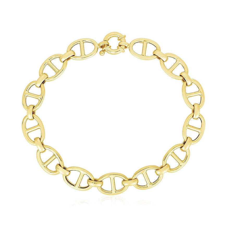 14k Yellow Gold High Polish Mariner Link Bracelet (8.8mm) - Ellie Belle