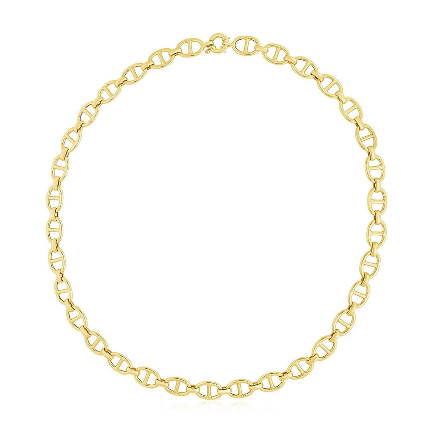 14k Yellow Gold High Polish Mariner Link Chain (8.8mm) - Ellie Belle