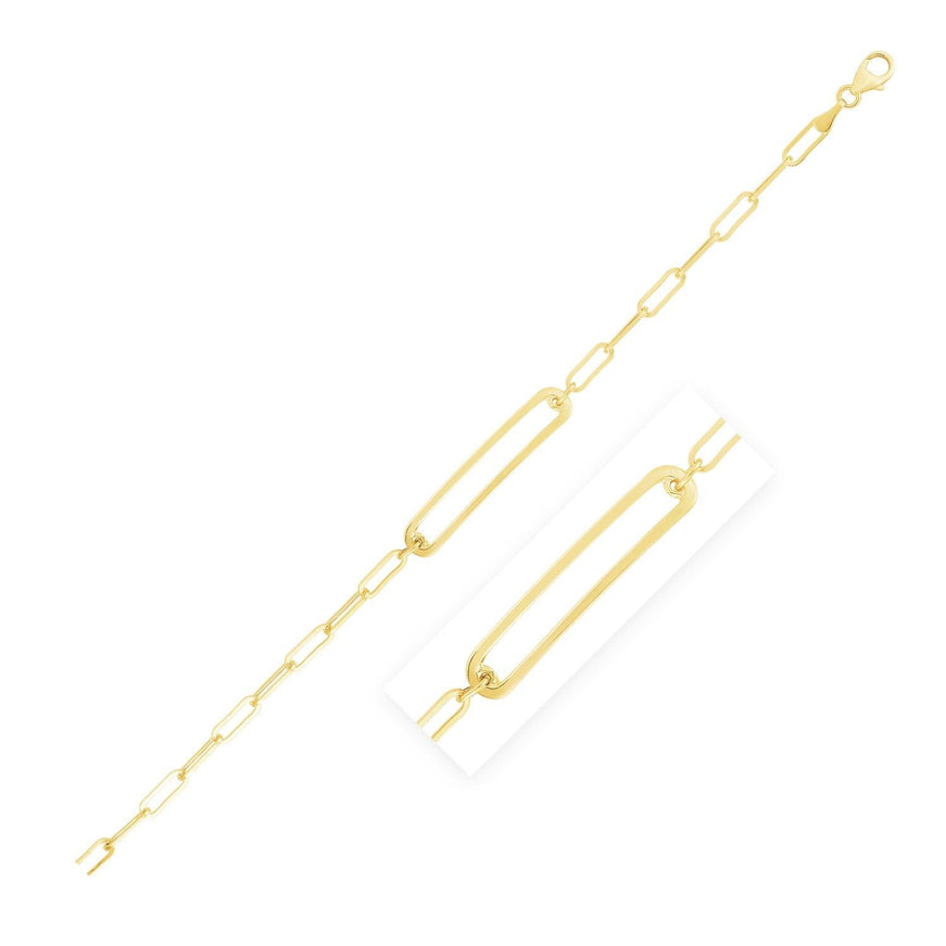 14k Yellow Gold High Polish Open Curved Paperclip Bracelet - Ellie Belle