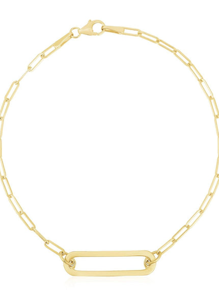 14k Yellow Gold High Polish Open Straight Paperclip Bracelet - Ellie Belle